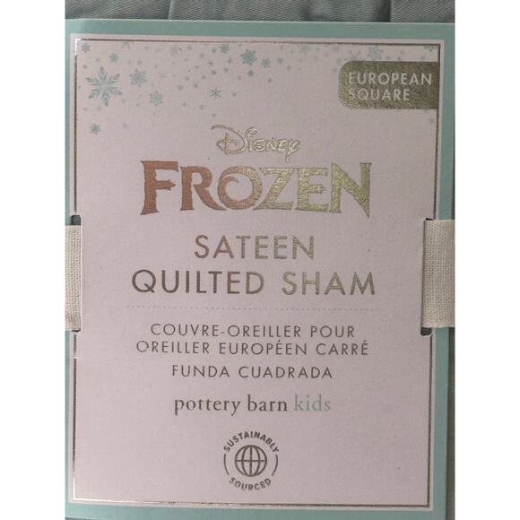 Pottery Barn Kids x Disney Frozen Euro Sham Aqua Blue 26"x26" NWT - Picture 5 of 5